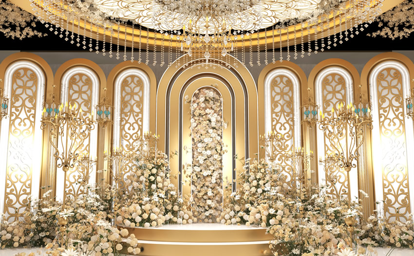 汉中香槟色调婚礼堂效果展示
